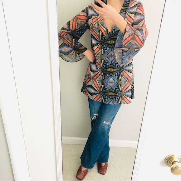 Maac London Moat 70's Boho Hippies style bold graphic print dress or tunic top - Picture 4 of 17